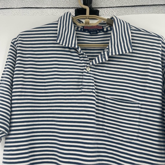 Vineyard Vines Blue and White Striped Polo Shirt - Picture 2 of 8
